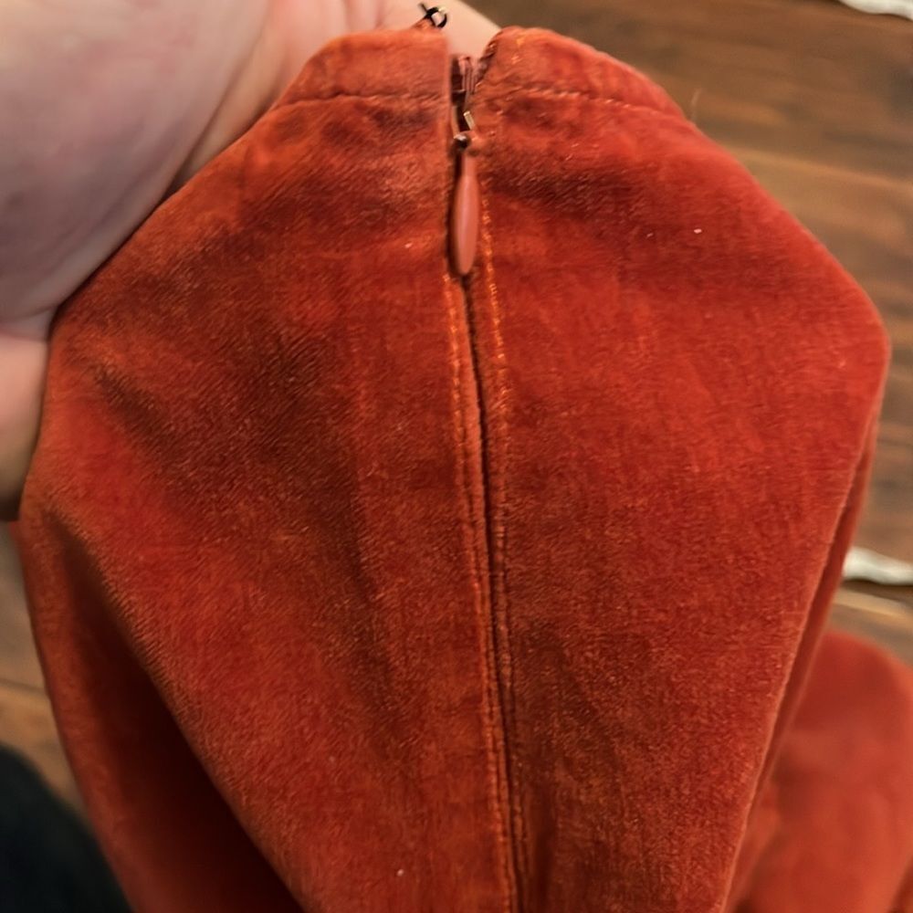 Sundance Orange Velvet Boho Skirt Feminine Contemporary Event Festival - Picture 8 of 11